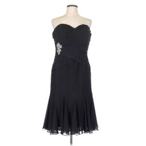 JOVANI Black Strapless Dress Silver Jeweled Accent Formal Y2K Glam LBD Size 12